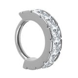 Titanium Eleanora Pave Set CZ Square Edge Hinged Clicker Ring