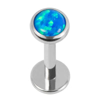 Titanium Internally Threaded Labrets 1.2mm - Bezel Set Opal Disk