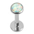 Titanium Internally Threaded Labrets 1.2mm - Bezel Set Opal Disk