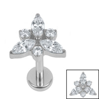 Titanium Internally Threaded Labrets 1.2mm - Titanium Marquise Eden