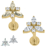 Gold Titanium Internally Threaded Labrets 1.2mm - Marquise Eden