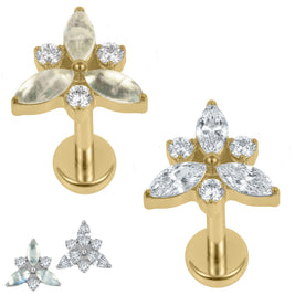 Gold Titanium Internally Threaded Labrets 1.2mm - Marquise Eden