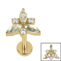 Gold Titanium Internally Threaded Labrets 1.2mm - Marquise Eden