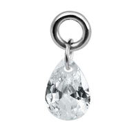 Titanium Floating Teardrop Gem Charm