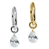 Titanium Floating Teardrop Gem Charm
