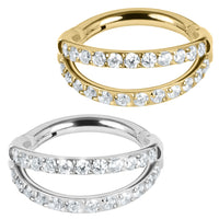 Titanium Double Jewelled Band Hinged Clicker Ring
