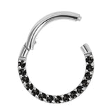 Titanium Pave Set Jewelled Eternity Hinged Clicker Ring