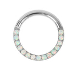 Titanium Pave Set Faux Opal Austin Eternity Hinged Clicker Ring