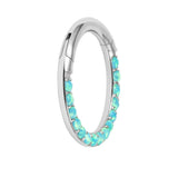 Titanium Pave Set Faux Opal Austin Eternity Hinged Clicker Ring