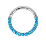 Titanium Pave Set Faux Opal Austin Eternity Hinged Clicker Ring