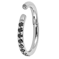 Titanium 1.2mm Kai Pave Set Jewelled Edge Hinged Clicker Ring