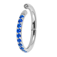 Titanium 1.2mm Kai Pave Set Jewelled Edge Hinged Clicker Ring