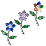 Titanium Internal Claw Set Jewelled Blossom Flower Top
