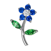 Titanium Internal Claw Set Jewelled Blossom Flower Top