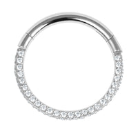 Titanium Pave Set 3 Sided Jewelled Hinged Clicker Ring