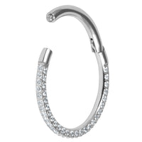 Titanium Pave Set 3 Sided Jewelled Hinged Clicker Ring
