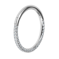 Titanium Pave Set 3 Sided Jewelled Hinged Clicker Ring