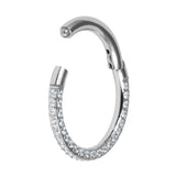 Titanium Pave Set 3 Sided Jewelled Hinged Clicker Ring
