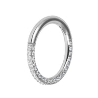 Titanium Pave Set 3 Sided Jewelled Hinged Clicker Ring