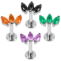 Titanium Internal Claw Set 3 Stone Marquise Fan Top