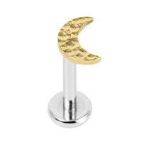 Titanium Internally Threaded Labrets 1.2mm - Hammered Crescent Moon