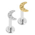 Titanium Internally Threaded Labrets 1.2mm - Hammered Crescent Moon