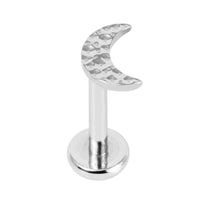 Titanium Internally Threaded Labrets 1.2mm - Hammered Crescent Moon