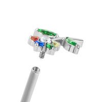 Titanium Internal Claw Set Jewelled Blossom Flower Top