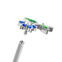 Titanium Internal Claw Set Jewelled Blossom Flower Top