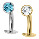 Titanium Threadless Floating Navel Bar with Bezel Set Jewelled Ball 1.6mm