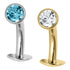 Titanium Threadless Floating Navel Bar with Bezel Set Jewelled Ball 1.6mm
