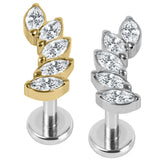 Titanium Internally Threaded Labrets 1.2mm - Claw Set 5 Jewel Climbing Marquise Fan