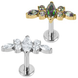 Titanium Internally Threaded Labrets 1.2mm - Claw Set Jewelled Tiara