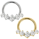 Titanium 5 Claw Set Jewel Hinged Clicker Ring