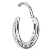 Titanium Pave Set Jewelled Crossover Hinged Clicker Ring