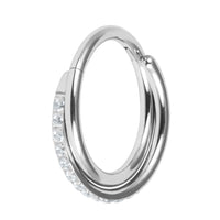 Titanium Pave Set Jewelled Crossover Hinged Clicker Ring