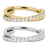 Titanium Pave Set Jewelled Crossover Hinged Clicker Ring