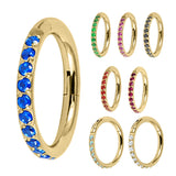 Gold Titanium 1.2mm Kai Pave Set Jewelled Edge Hinged Clicker Ring
