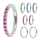 Titanium 1.2mm Kai Pave Set Jewelled Edge Hinged Clicker Ring