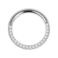 Titanium Pave Set 3 Sided Jewelled Hinged Clicker Ring