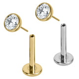 Titanium Threadless (Bend-fit) Labrets - Gold Bezel Set Jewelled Balls