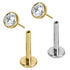 Titanium Threadless (Bend-fit) Labrets - Gold Bezel Set Jewelled Balls