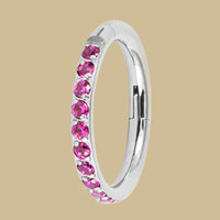 Titanium 1.2mm Kai Pave Set Jewelled Edge Hinged Clicker Ring