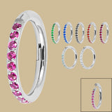 Titanium 1.2mm Pave Set Jewelled Edge Hinged Clicker Ring