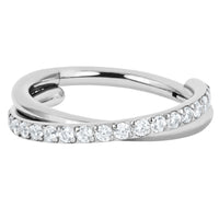 Titanium Pave Set Jewelled Crossover Hinged Clicker Ring
