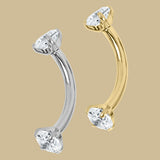 Titanium Internally Threaded Claw Set Double Jewelled Micro Curved Bar 1.2mm