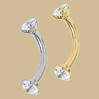 Titanium Internally Threaded Claw Set Double Jewelled Micro Curved Bar 1.2mm