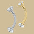 Titanium Internally Threaded Claw Set Double Jewelled Micro Curved Bar 1.2mm