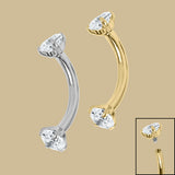 Titanium Internally Threaded Claw Set Double Jewelled Micro Curved Bar 1.2mm