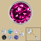 Titanium Threadless (Bend/Push fit) Bezel Set Jewelled Balls